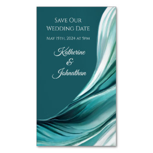 Wedding Save our Date- Modern Emerald Green- Magnetic Business Card