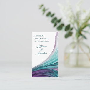 Wedding Save our Date- Modern-Purple and Teal- Business Card