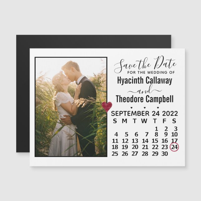 Wedding Save the Date 2022 September Calendar Magn Magnetic Invitation (Front/Back)