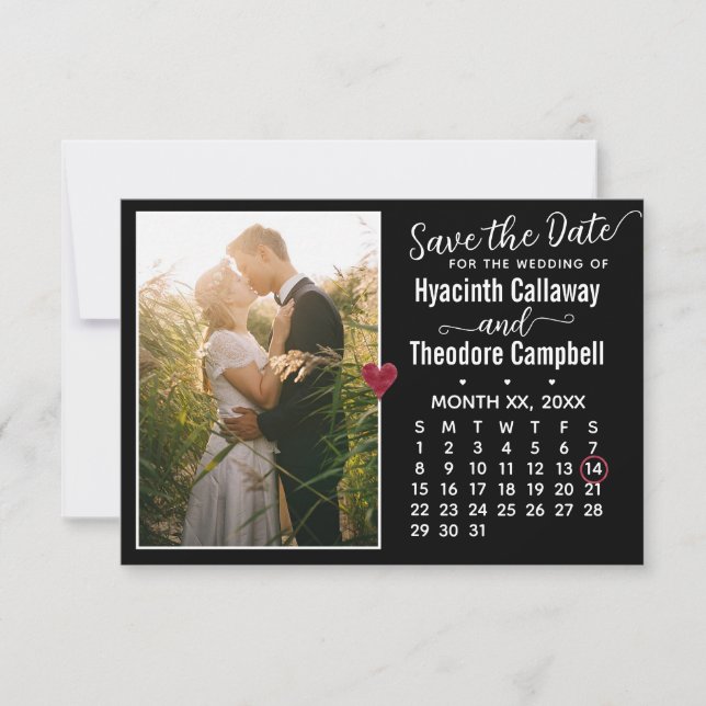 Wedding Save the Date Any Month Calendar + Photo (Front)