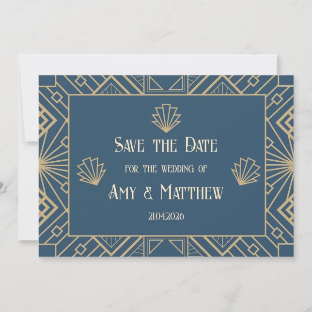 Wedding Save the Date - Art Deco Gatsby style (Front)