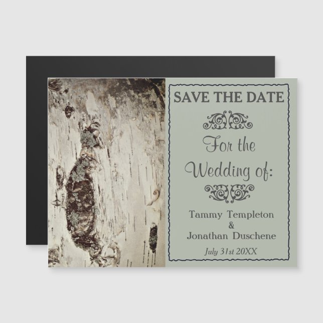 Wedding Save the Date Birch Wood Magnets (Front/Back)