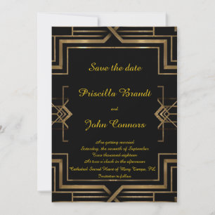 Wedding Save the Date,black,great-Gatsby,script Date