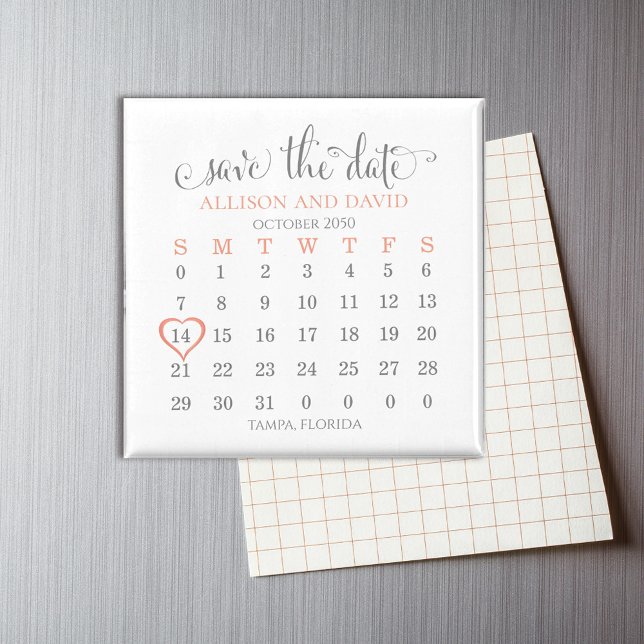 Wedding Save the Date Blush 5 Rows Calendar Magnet (Creator Uploaded)
