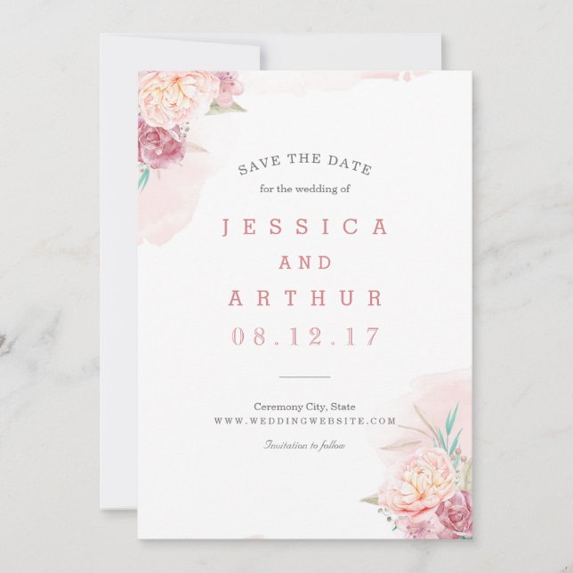 Wedding Save the Date | Blush and Blooms (Front)