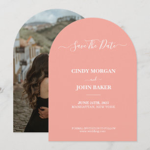 Wedding Save The Date - Blush Peach Arch Cut