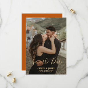 Wedding Save The Date - Burnt Orange Square Cut
