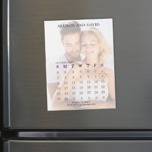 Wedding Save the Date Calendar Photo 6 Row Magnet
