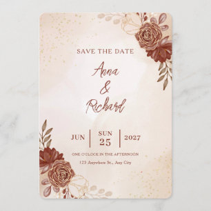 Wedding Save the Date Card   Elegant Botanical 