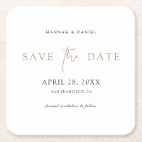 Wedding Save the Date Coaster with Modern Script