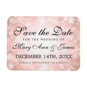 Wedding Save The Date Copper Winter Wonderland Magnet