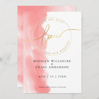 WEDDING | Save the Date Coral Rose Watercolor Invitation