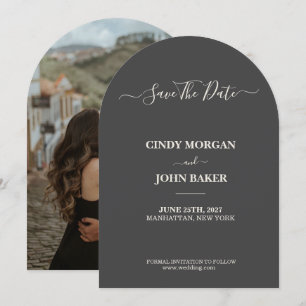 Wedding Save The Date - Dark Grey Arch Cut