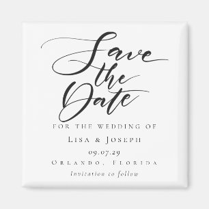 Wedding Save the Date Elegant Black and White  Magnet