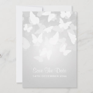 Wedding Save The Date Elusive Butterflies White