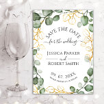 Wedding Save The Date - Eucalyptus Wreath  Invitation<br><div class="desc">Elegant botanical Wedding Save the date. Classy design features hand painted watercolor greenery eucalyptus wreath and script font.  Personalize with your own details. Message me if you need further customization.</div>