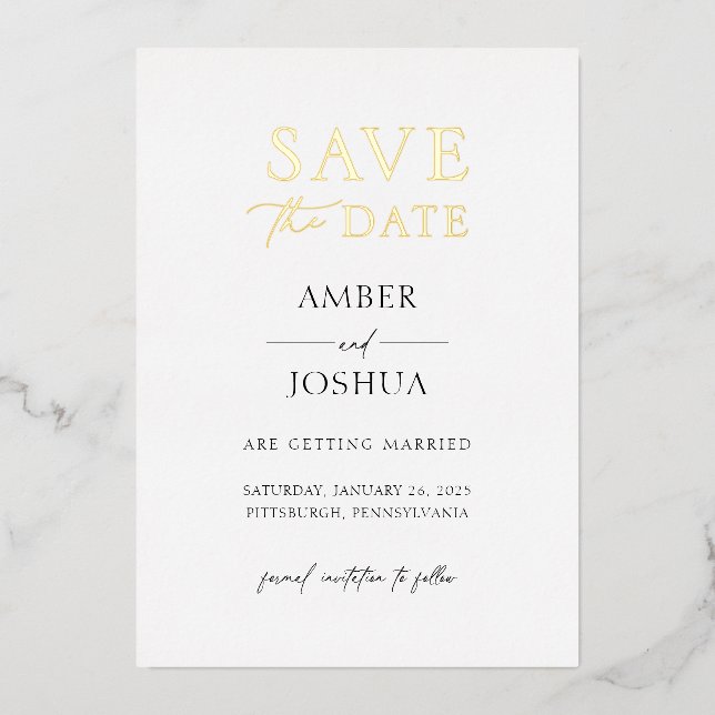 Wedding Save the Date Foil Invitation (Front)