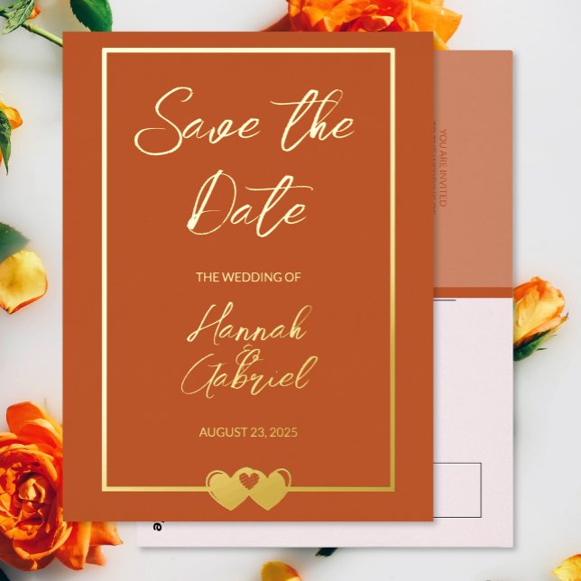 Wedding Save the Date Foil Invitation Postcard (Creator Uploaded)