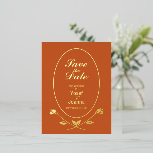 Wedding Save the Date Foil Invitation Postcard (Standing Front)
