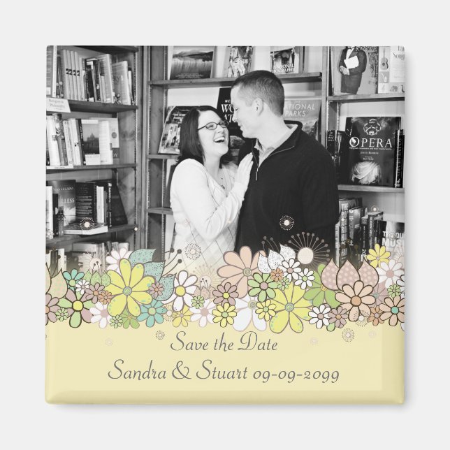 Wedding Save the Date Frame Add Photo Keepsake Magnet (Front)