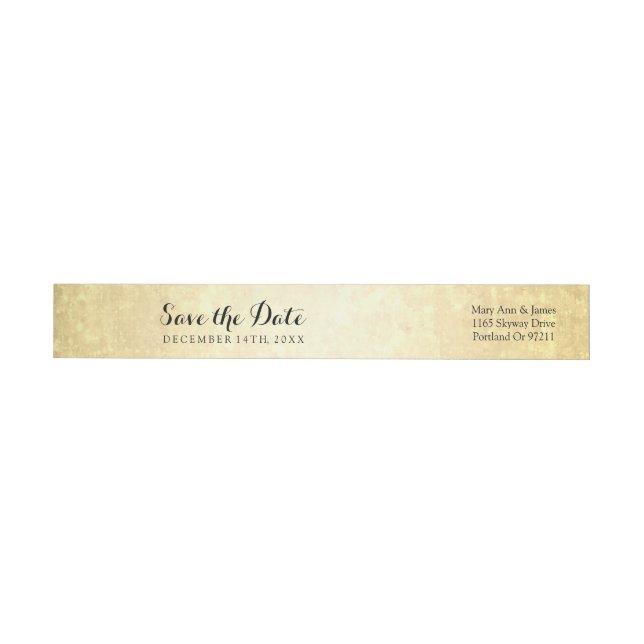 Wedding Save The Date Gold Foil Stars Confetti Wrap Around Label (Individual)