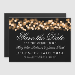 Wedding Save The Date Gold Hollywood Glam Magnetic Invitation