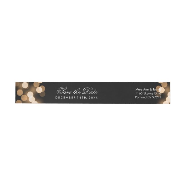 Wedding Save The Date Gold Hollywood Glam Wrap Around Label (Individual)