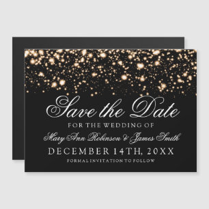 Wedding Save The Date Gold Midnight Glam Magnetic Invitation