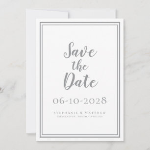 Wedding Save The Date Grey Modern Simple  Script
