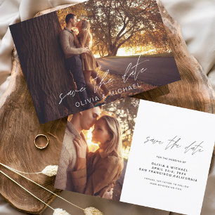 Wedding Save the Date Handwritten Photo Fall