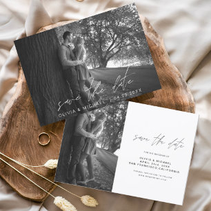 Wedding Save the Date Handwritten Photo Minimalist