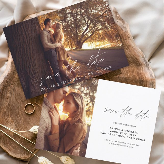 Wedding Save the Date Handwritten Photo Minimalist (Creator Uploaded)