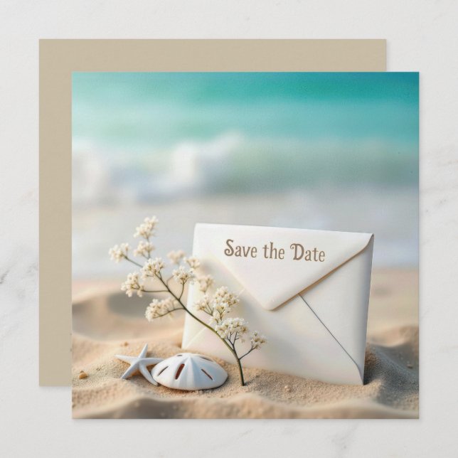 Wedding Save The Date In Beach Sand (Front/Back)