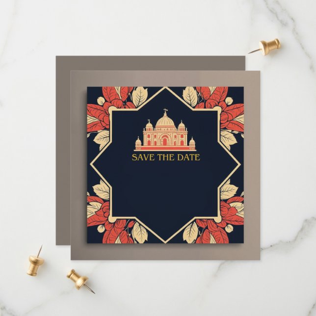 Wedding save the date Indian theme invitation (Front/Back In Situ)
