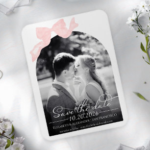 Wedding Save the Date Invitation   Bow Photo Magnet