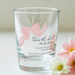 Wedding Save the Date Invitation   Pink Bow Photo Shot Glass