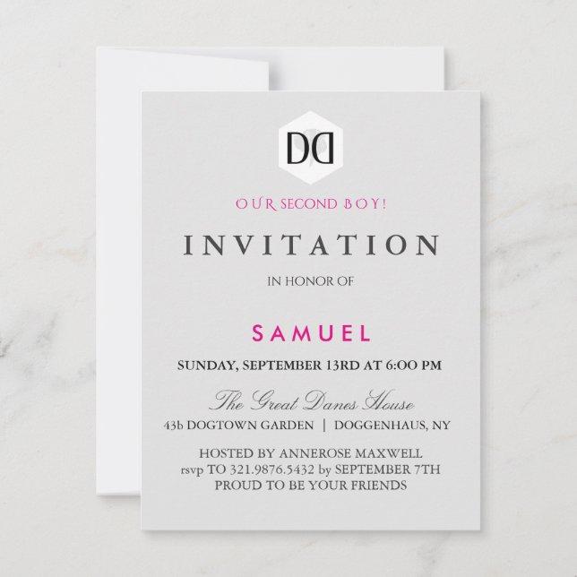 wedding save the date invitations great dane (Back)
