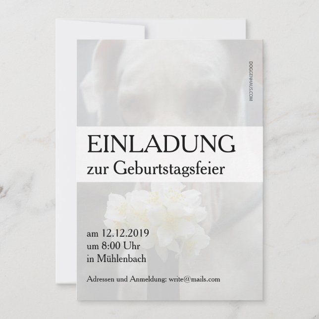 wedding save the date invitations great dane (Back)