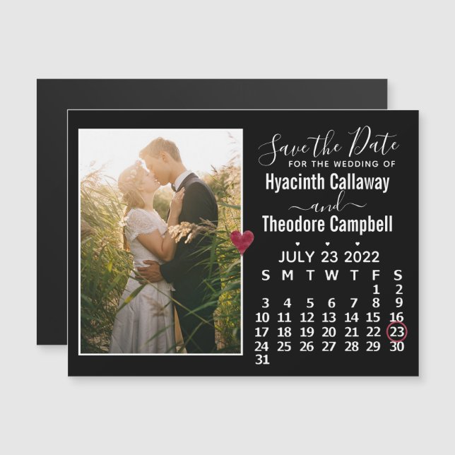 Wedding Save the Date July 2022 Calendar Photo Magnetic Invitation (Front/Back)