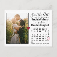 Wedding Save the Date June 2019 Calendar Photo