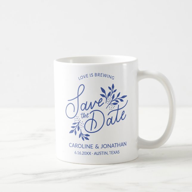 Wedding Save the Date Love is Brewing Couples Name Coffee Mug (Right)