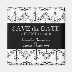 Wedding Save the Date Magnet Chandeliers Black