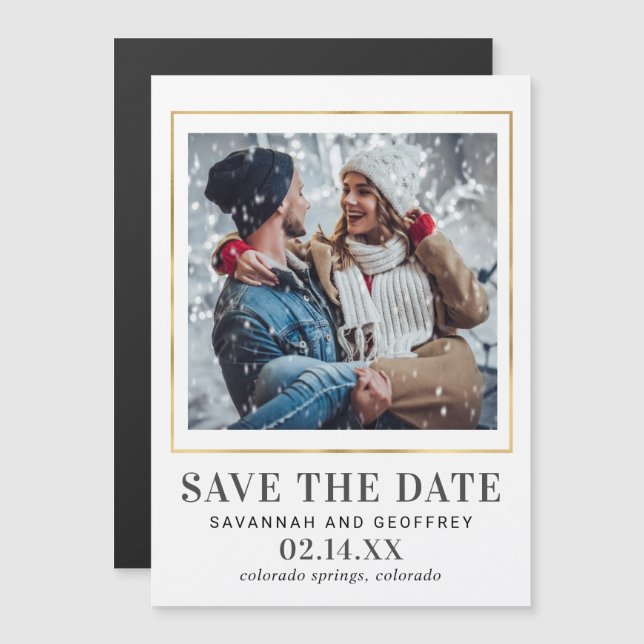 Wedding Save the Date Magnet, One Photo Magnetic Invitation (Front/Back)