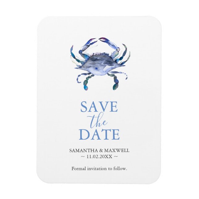 Wedding Save The Date Magnets Crab (Vertical)