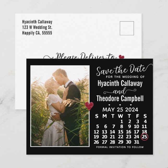 Wedding Save the Date May 2024 Calendar Photo Invitation Postcard (Front/Back)