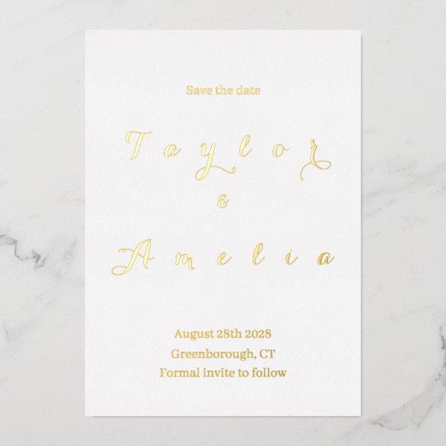 Wedding Save the Date Minimal Real Gold (Front)