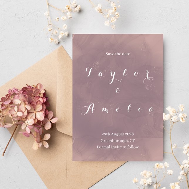 Wedding Save the Date Modern Dusty Rose Card (Creator Uploaded)