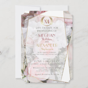 Wedding Save the Date Modern Geometric PinkRose