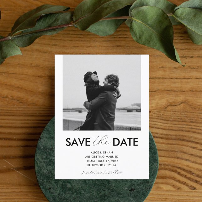 Wedding Save The Date Modern Script Photo Announcement Postcard (Creator Uploaded)