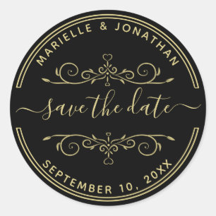 Wedding Save the Date Modern Script Return Address Classic Round Sticker